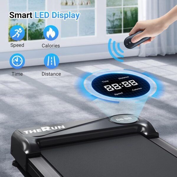 THERUN Walking Pad Treadmill Under Desk, Portable Mini Treadmill for Home/Office, Walking Pad Treadmill 2.5HP, Walking Jogging Machine with 265 lbs Weight Capacity Remote Control LED Display - Image 7