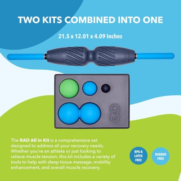 RAD All in 7-in-1 Foam Roller Set - Myofascial Release Kit - Includes Massage Roller Stick, Foam Roller, Yoga Block, Peanut Roller Ball Massager, Massage Balls - Massage Tools for Mobility & Recovery - Image 5