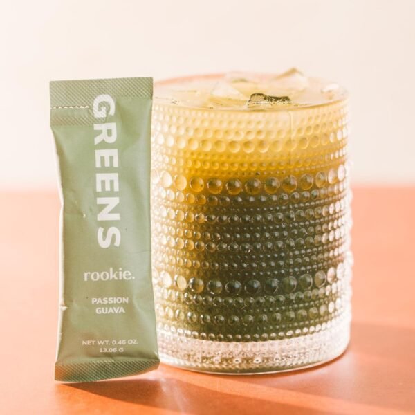 Natural Greens Supplements Superfood Powder Drink by Rookie Wellness, Gut Support Digestive Enzyme, Improve Mood, Immune Support, Passion Guava Greens Powder (30 Serving Bag) - Image 3