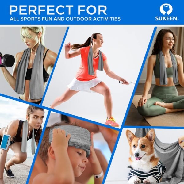 Sukeen 4 Pack Cooling Towels (40"x12") Cool Towel, Cold Towel, Microfiber Soft Breathable Chilly Ice Towel for Yoga,Sport,Running,Gym,Workout,Camping,Fitness,Workout & More Activities - Image 9