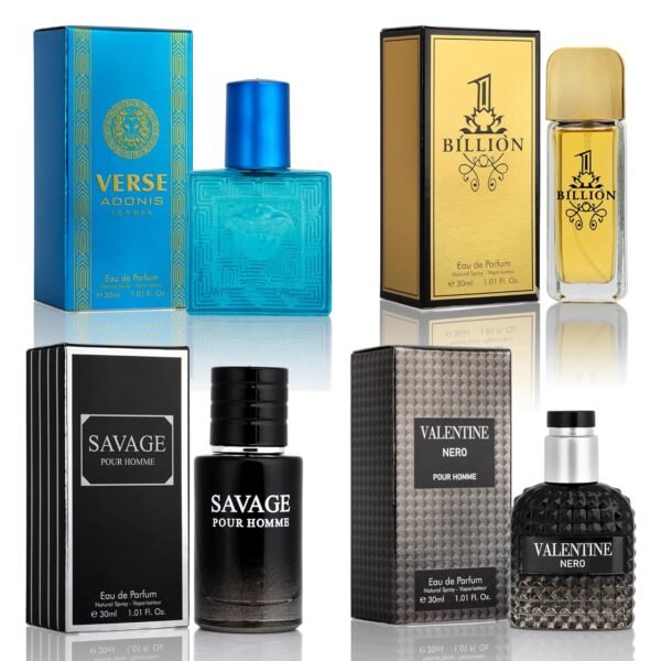 Signature Scent 4-Piece Mini Fragrance Set for Men Includes Savage/1 Billion/Verse/Valentine Collection of Woody, Spicy, Citrus & Aromatic Fragrance Non-Irritating Ingredient Each One in 30ml Bottle - Image 2