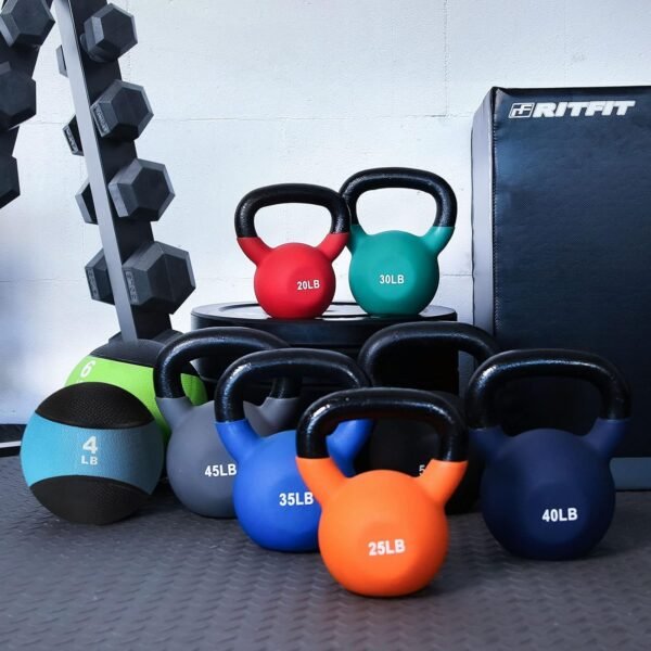 RitFit Neoprene Coated Solid Cast Iron Kettlebell 5 10 15 20 25 30 35 40 45 50 LB, Great for Full Body Workout, Cross-Training, Weight Loss & Strength Training - Image 10