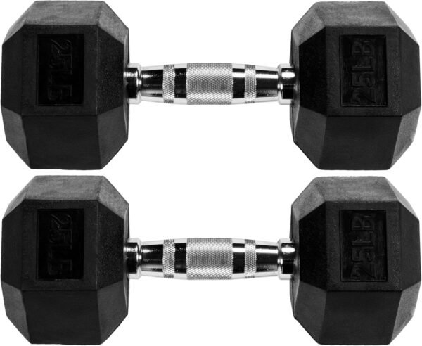 Premium Rubber Encased Hex Dumbbell, Pairs - Image 2