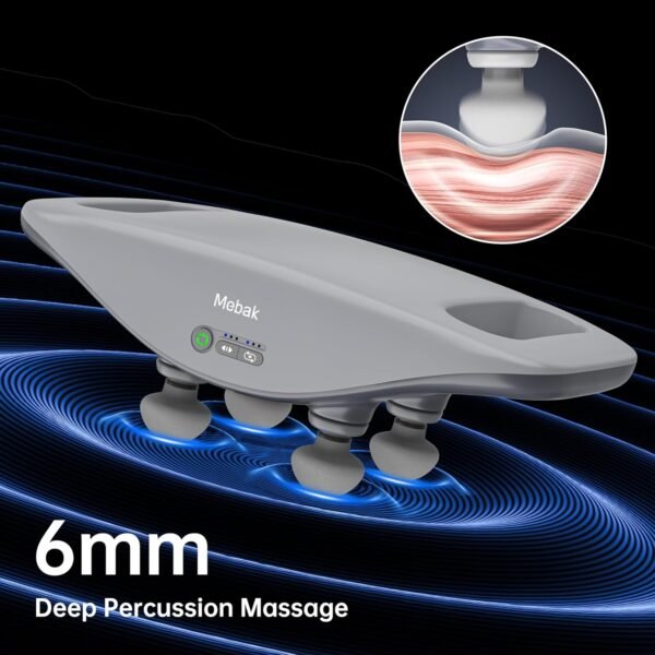 Mebak Massage Gun 4 Heads, 4X More Efficient Pain Relief Massager with Near-Infrared LED, Rechargeable Massage Gun Deep Tissue for All Body, 6mm Amplitude, Type-C Charging, Gifts for Men & Women - Image 10