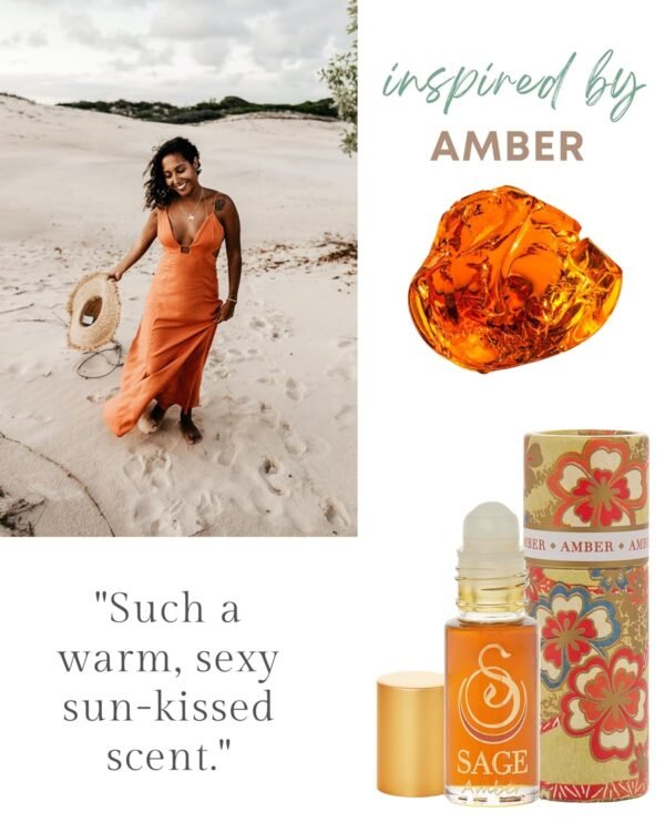 Amber Perfume Oil Roll-On by Sage- 1/8 oz, Vegan & Cruelty-Free, Earthy Scent, Amber, Blood Orange, Musk - Image 3