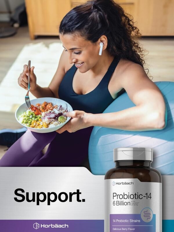 Horbäach Probiotics 6 Billion CFUs | 200 Chewable Tablets | Berry Flavor | 14 Probiotic Strains | Vegetarian, Non-GMO & Gluten Free Supplement for Men & Women - Image 8