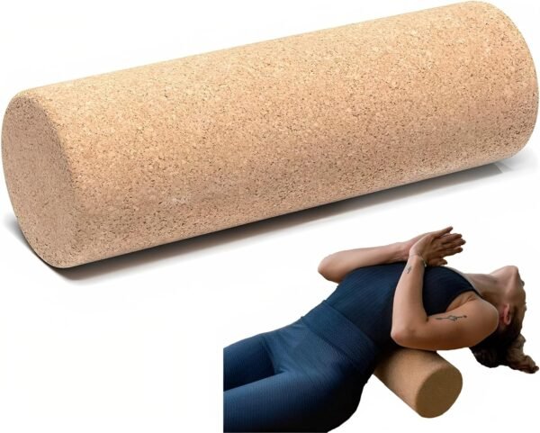 Go4Cork Yoga High-Density Cork Body Roller - 8"" x 12"" | Strong Eco Cork Roller with Anti-Slip Grip | Enhances Yoga Practice & Provides Deep Tissue Massage for Quick Muscle Recovery, Natural - Image 2