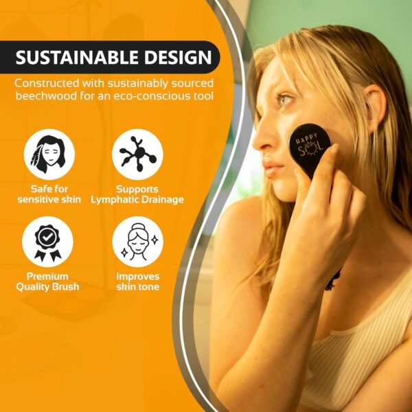 Dry Facial Brush, Exfoliating Face Brush, High Quality Beechwood, Supports Lymphatic Drainage, Natural Face Brush - Image 6