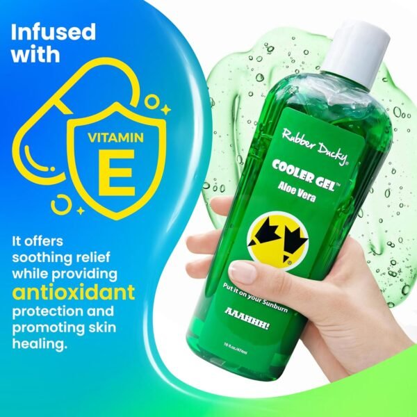 Rubber Ducky- Aloe Vera Cooling Gel, Sunburn Relief for Skin, Soothing Aloe Vera Gel, After Sun Moisturizer, Fast Absorbing Aloe Vera Gel with Vitamin E & Tea Tree Oil, Vegan, After Sun Care, 16 oz - Image 4