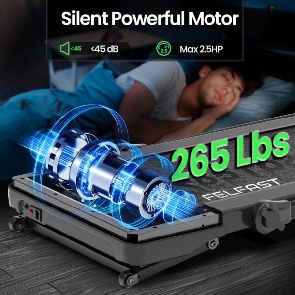 Walking Pad Treadmill with 15% 9° 8 Level Auto Incline, 2-in-1 Under Desk Foldable Treadmill w/Remote Control, 12 HIIT Mode, 265 Lbs, 7.6 MPH Max, Portable Mini Treadmill for Office Home - Image 5