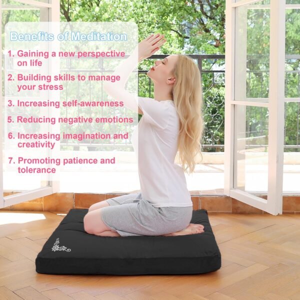 Velvet Zabuton Meditation Mat, 31 * 31 inches, Yoga Meditation Cushion Floor (Black) - Image 4