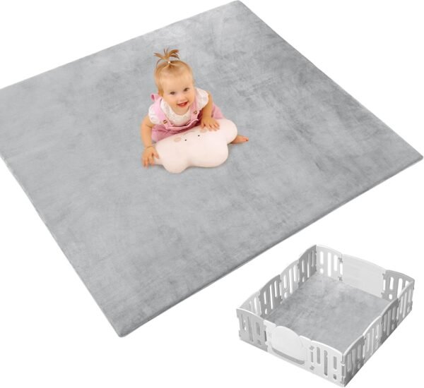 MABOZOO Extra Large Baby Play Mat for Playpen, 50x50 Memory Foam Thick Tummy Time and Crawling Mat,Anti-Slip & Velvet Baby Floor Mat for Toddlers,Kids,Yoga Mat - Image 2