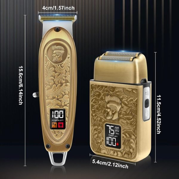 GEC Professional Men's Electric Razor & Barber Kit - Cordless Foil Shaver, Titanium T-Blades, 3-in-1 Multifunctional Trimmer for Beard, Hair, & Body Grooming – Travel-Friendly with Built-in Battery - Image 9