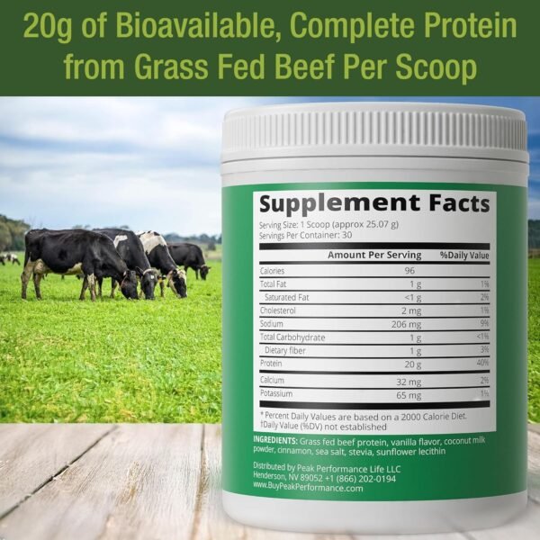 Grass Fed Beef Protein Powder - Lactose Free Great Tasting Beef Protein Isolate. Complete Animal Based Non Dairy Paleo Carnivore Supplement for Prime Muscle Building. No Whey. Vanilla Flavor - Image 8