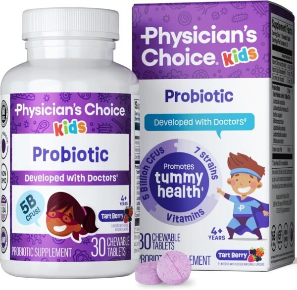 Physician's CHOICE Probiotics for Kids - 7 Diverse Strains, Organic Prebiotics, Vitamins & Minerals - Clinically Studied L. Rhamnosus GG - Immune & Digestive Support - No Sugar or Artificial Dyes - Image 2