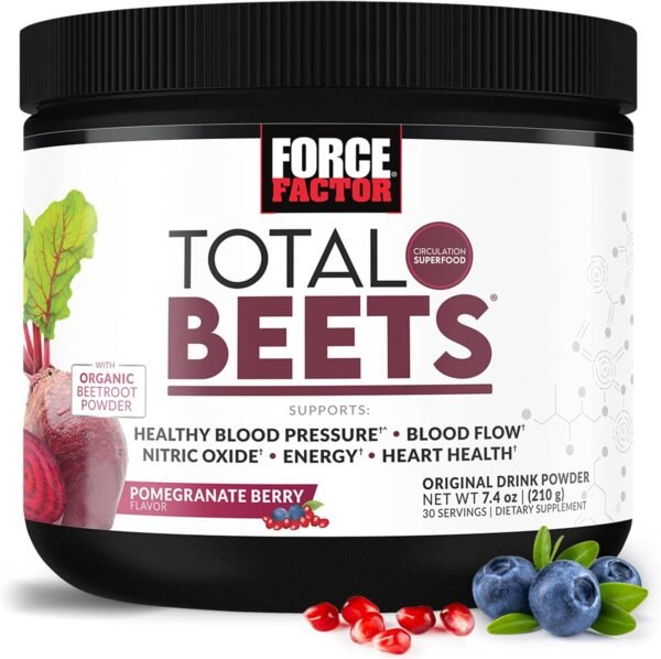 Force Factor Total Beets Drink Mix Superfood Powder with Nitrates to Support Circulation, Blood Flow, Nitric Oxide, Energy, Endurance, and Stamina, Cardiovascular Heart Health Supplement, 30 Servings - Image 2