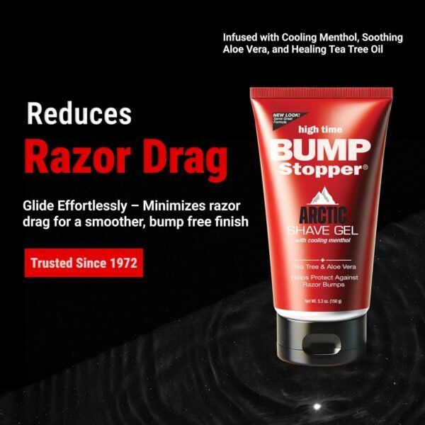 Bump Stopper Arctic Shave Gel | Face Shaving Gel with Menthol, Tea Tree & Aloe Vera | Relieves Razor Burn and Razor Bumps | Shave Gel for Sensitive Skin | Shave Gel for Men- 5.3 OZ - Image 3
