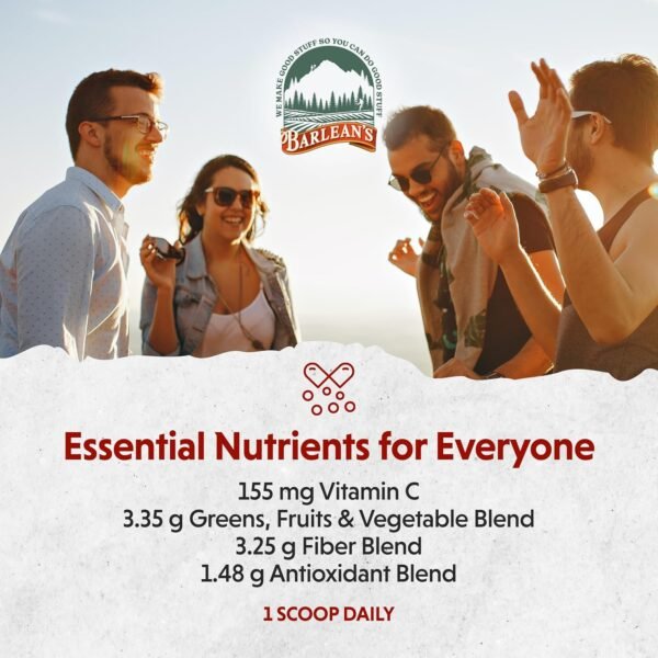 Barlean's Strawberry Kiwi Superfruit Greens Powder, Daily Fruits and Veggies Superfood Supplement, Green Antioxidant Blend and Fiber Super Power Smoothie Mix, 9.52 oz - Image 6