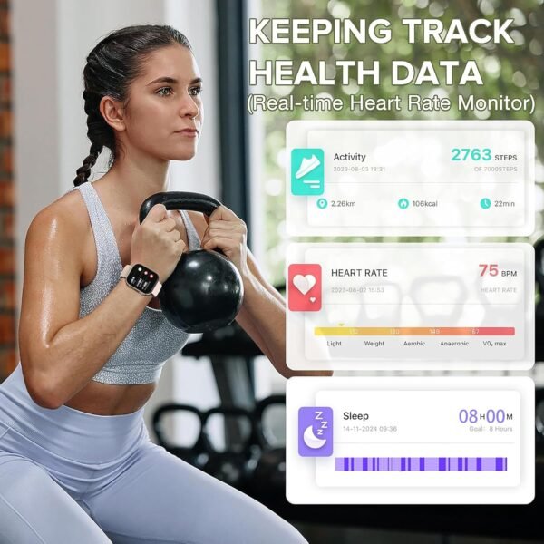 BRIBEJAT Smart Watch for Men Women (Make/Answer Call), HD 2.01'' Smartwatch IP68 Waterproof, Fitness Tracker Pedometer SpO2/Heart Rate/Sleep Monitor, Compatible with iPhone Samsung iOS Android Phone - Image 7