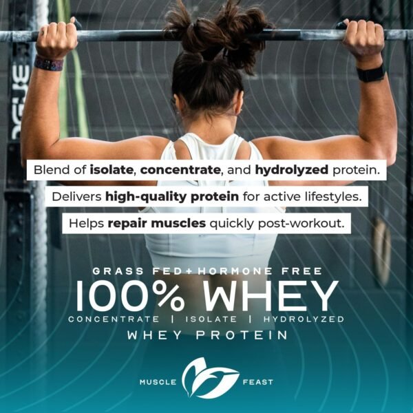 Muscle Feast 100% Grass-Fed Whey Protein, Pastured Raised Hormone Free All Natural, Chocolate, 2lb - Image 9
