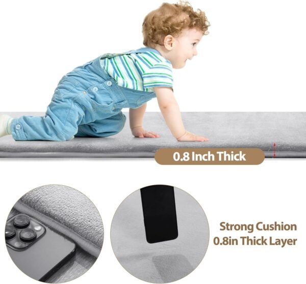 MABOZOO Extra Large Baby Play Mat for Playpen, 50x50 Memory Foam Thick Tummy Time and Crawling Mat,Anti-Slip & Velvet Baby Floor Mat for Toddlers,Kids,Yoga Mat - Image 4