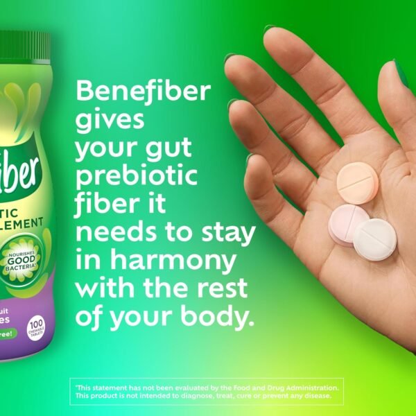 Benefiber Chewable Prebiotic Fiber Supplement Tablets for Digestive Health, Assorted Fruit Flavors - 100 Count - Image 5