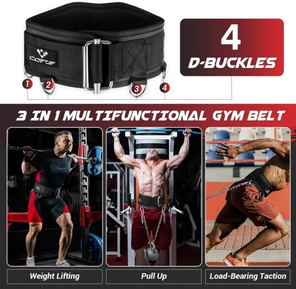3-in-1 Weighted Pull Up Belt, Weight Lifting Dip Belt with 40.6 IN Chain & Self Locking, Weighted Gym Belt for Pull Up, Squat, Powerlifting & Deadlift, Capacity Up to 350 LBS - Image 5