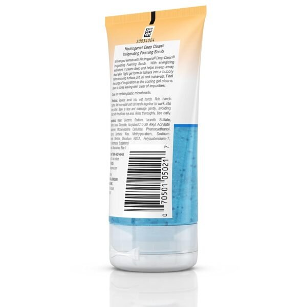 Neutrogena Deep Clean Invigorating Foaming Facial Scrub with Glycerin, Cooling & Exfoliating Gel Face Wash to Remove Dirt, Oil & Makeup, 4.2 fl. oz - Image 7