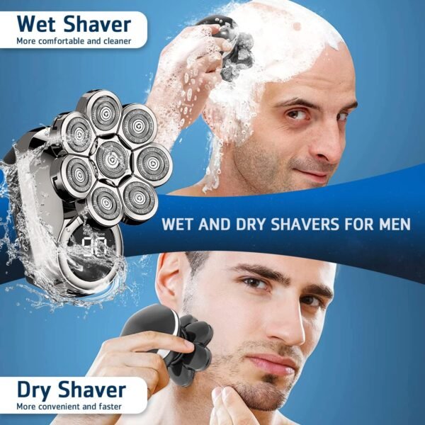 Head Shavers for Bald Men, 8D Upgraded 6-in-1 Bald Head Shaver, Waterproof Bald Head Shavers for Men Wet/Dry Use, LED Display Electric Razor Type-C Charging 360°Close Shave - Image 6