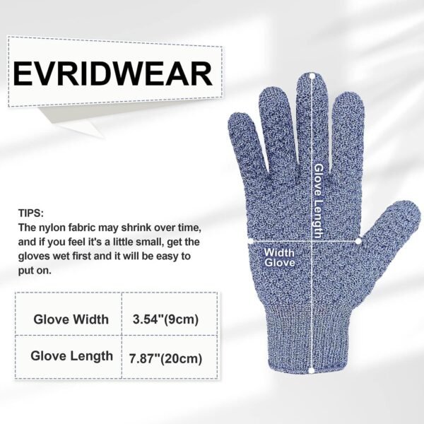Evridwear Exfoliating Dual Texture Bath Gloves for Shower, Spa, Massage and Body Scrubs, Dead Skin Cell Remover, Gloves with Hanging Loop (1 Pair Heavy Glove) - Image 8