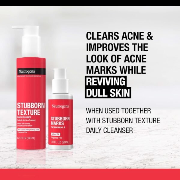 Neutrogena Retinol SA, Stubborn Marks PM Treatment, Face-Exfoliating Treatment to Help Reverse the Look of Post-Acne Marks & Uneven Skin Tone, Non-Comedogenic, PM Treatment, unscented, 1.0 Fl Oz - Image 6