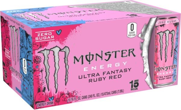 Monster Energy Ultra Fantasy Ruby Red, Sugar Free Energy Drink, 16 Ounce (Pack of 15) - Image 3