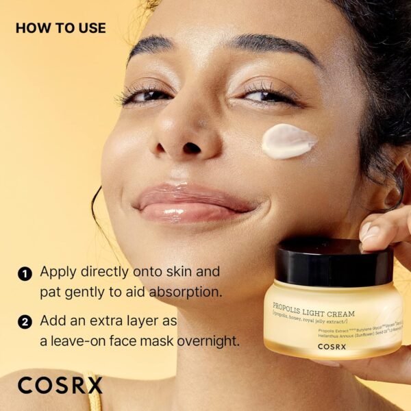 COSRX Full Fit Propolis Light Cream, 2.19 Fl.oz / 65ml, Propolis 64.5%, Hydrating Daily Day and Night Moisturiser, Korean Skin Care, Not Tested on Animals, Paraben Free - Image 7
