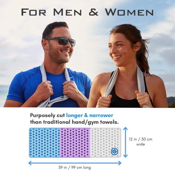 Grounded Sport ® Lightweight Microfiber Cooling Towel 3-Pack | 12" x 39" | for Exercise Spin Workout Camping Work Travel Hot Weather Women Men Neck Face | San Diego CA | Stay Grounded - Image 7
