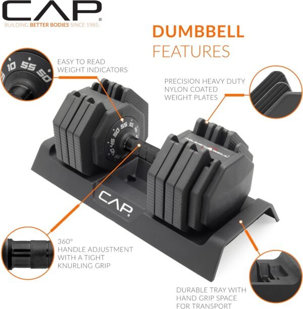 CAP Barbell ADJUSTABELL Adjustable 55 lb Hex Dumbbell Weights - Pairs | Multiple Handle Options - Image 4
