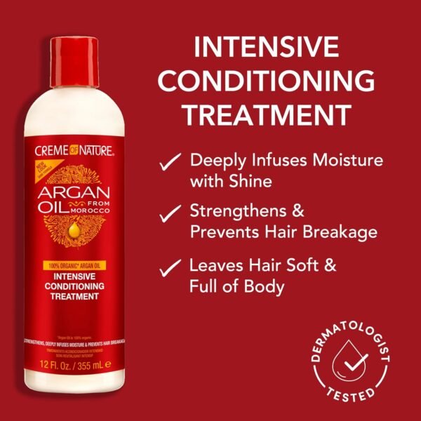 Creme of Nature, Argan Oil for Hair, Intensive Conditioning Treatment, Argan Oil of Morocco, Moisturizing Hair Care, 12 Fl Oz - Image 4