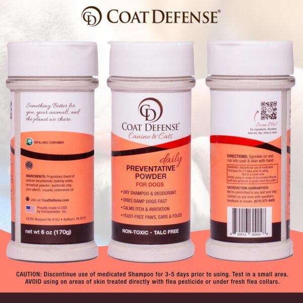COAT DEFENSE Paw Licker Bundle | Dry Powder for Dogs & Sensitive Skin Dog Shampoo for Allergies and Itching | Smell & Itch Relief | Itchy Skin Relief & Yeast Dog Treatment - Image 8