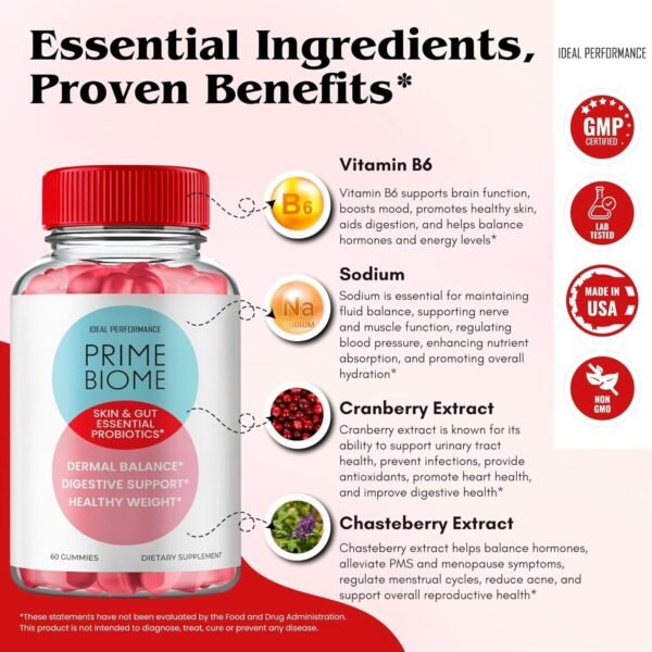 Prime Biome Gummies, Prime Biome For Skin, PrimeBiome Gummies for Gut and Skin, Prime Biome Probiotic Gummies, Prime Biome Reviews, Prime Biome Gummies Reviews, Prime Biome Skin and Gut (2 Pack) - Image 7