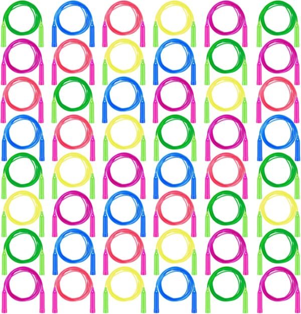 Aneco 48 Pack Kids Jump Rope Set 7.3 Feet Outdoor Jump Ropes Colorful Kids Jumping Ropes Great Sports Activities Birthday Party Favors Gifts - Image 2