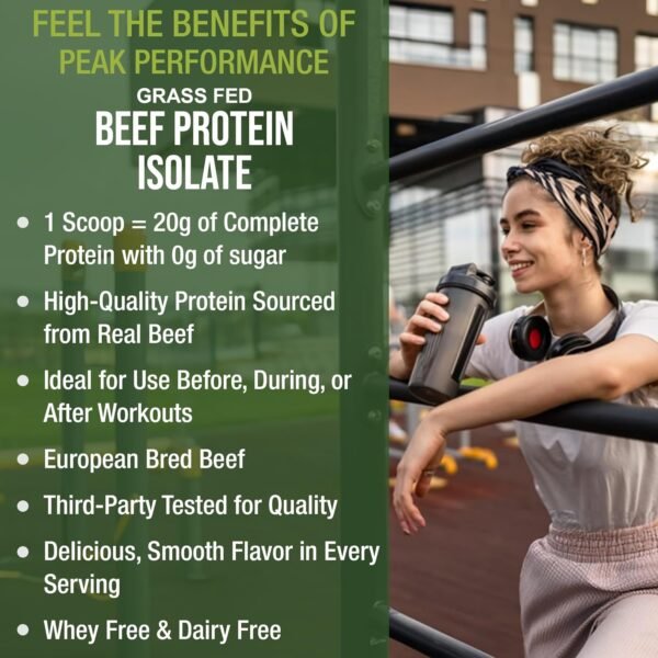 Grass Fed Beef Protein Powder - Lactose Free Great Tasting Beef Protein Isolate. Complete Animal Based Non Dairy Paleo Carnivore Supplement for Prime Muscle Building. No Whey. Vanilla Flavor - Image 9