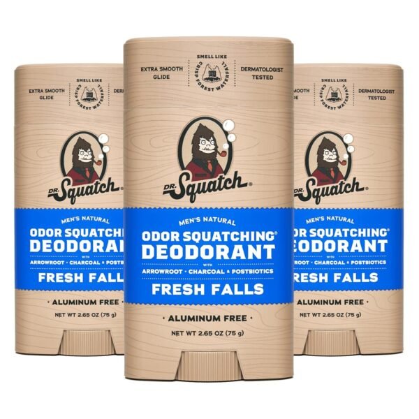 Dr. Squatch Natural Deodorant for Men 3 Pack Fresh Falls – Odor-Squatching Men's Deodorant Aluminum Free (2.65 oz, 3 Pack) - Image 2
