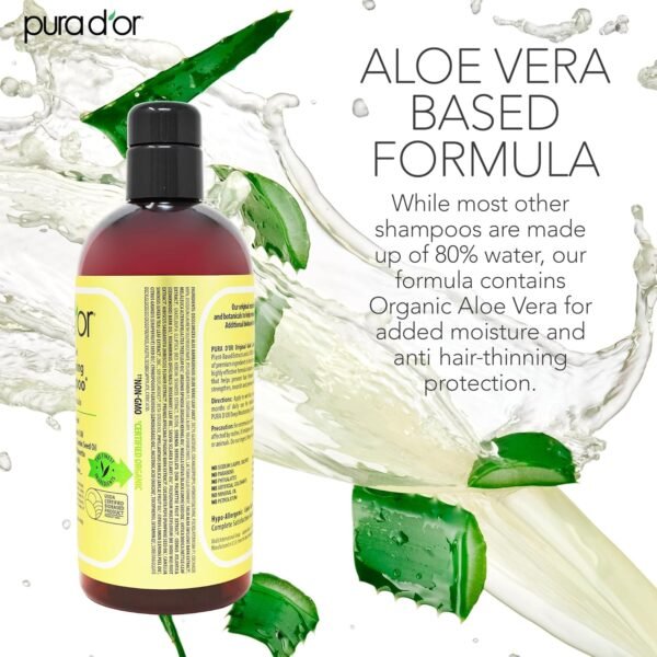PURA D'OR 16 Oz Original Gold Label Anti-Thinning Biotin Shampoo Natural Earthy Scent, CLINICALLY TESTED Effective Results, Herbal DHT Blocker Hair Thickening Products, Women & Men, Color Treated Hair - Image 7