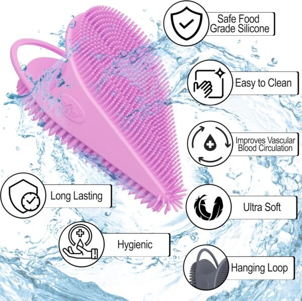 Avilana Silicone Face Scrubber- Dual Sided Manual Facial Cleansing Brush -Face Scrubber and Exfoliator- Deep Cleansing for All Skin Type (Gray) - Image 3