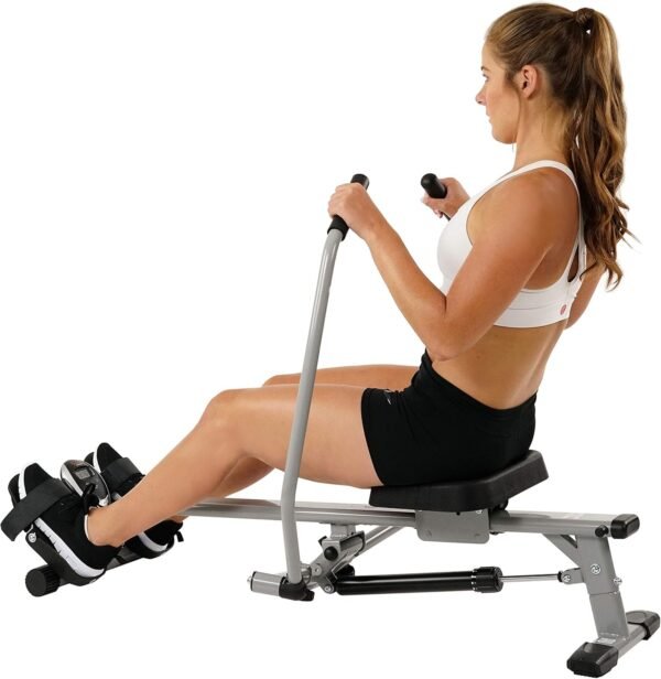 Sunny Health & Fitness Smart Compact Full Motion Rowing Machine, Full-Body Workout, Low-Impact, Extra-Long Rail, 350 LB Weight Capacity and Optional Free SunnyFit® App Enhanced Connectivity - Image 7