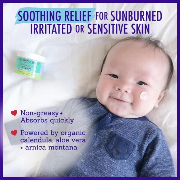 California Baby Aloe & Arnica Cream | Soothing Sunburn Relief Cream | Moisturizes Dry, Irritated Skin | 100% Plant-Based After Sun Lotion | Organic Calendula + Aloe Vera Cream | 57 g / 2 oz. - Image 5