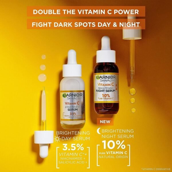 Garnier Targeted Anti Dark Spot Night Serum for Face, with 10% Pure Vitamin C & Hyaluronic Acid, Anti Pigmentation & Dullness, For All Skin Types, Approved by Cruelty Free International, Vegan, 30 ml - Image 4