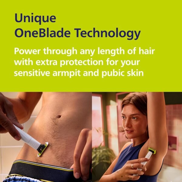Philips Norelco OneBlade Intimate, Designed for Pubic Grooming, Trim & Shave with Extra Skin Protection, Model QP1924/70 - Image 3