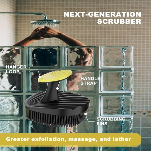 Bath and Shampoo Exfoliator Scrubber Set, Silicone Body Scrubber for Use in Shower, Scalp Massager Hair Brush for Hair Growth (Black) - Image 7