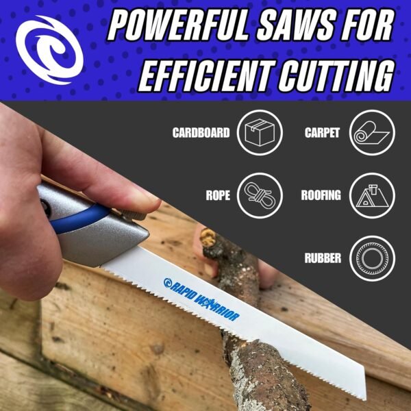 Rapid Edge Rapid Warrior Multi-Use Utility Knife Kit with Drywall Knife, Hacksaw and General Purpose Saw Blade (Includes 5 Rapid Edge Serrated Razor Knife Blades) (1-Pack) - Image 4
