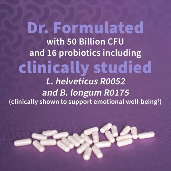 Garden of Life Probiotics Mood+ Dr Formulated Acidophilus Probiotic Supplement - Promotes Emotional Well-Being, Relaxation and Digestive Balance - Ashwagandha for Stress Management, 60 Veggie Caps - Image 4